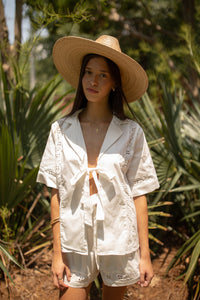 Lacey Louise Eyelet Bow Tie Top