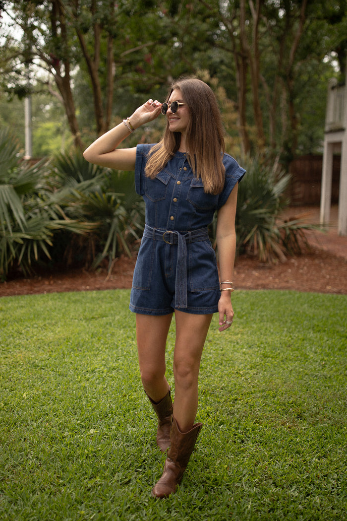 Faith Denim Romper