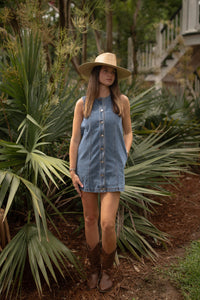 Denim Button Shift Dress