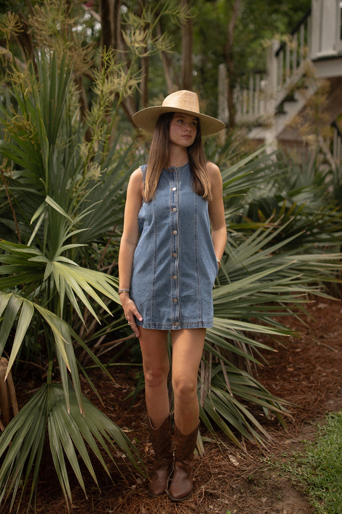 Denim Button Shift Dress