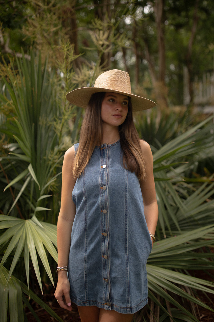 Denim Button Shift Dress
