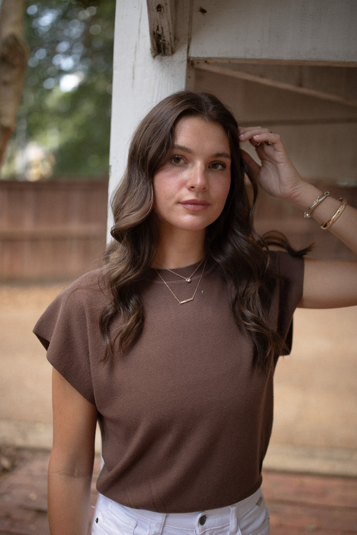Mockneck Knit Top (brown)