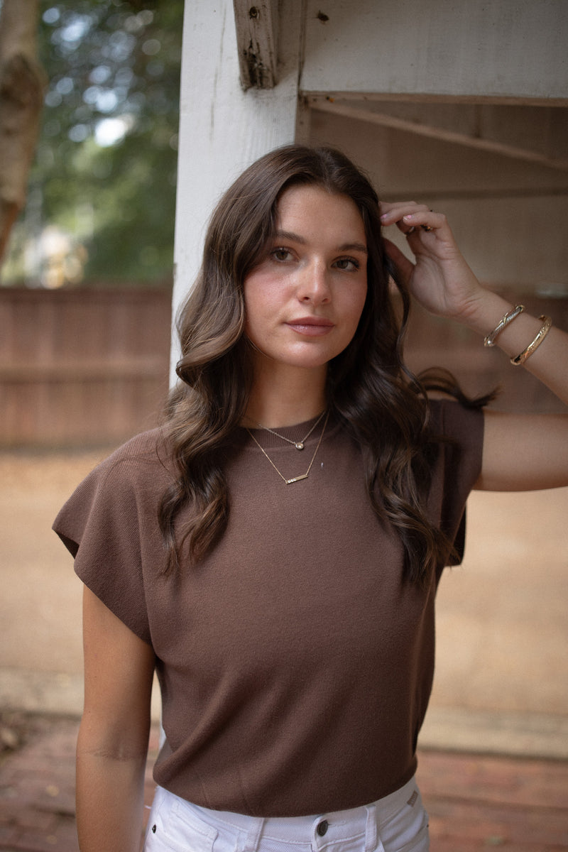Mockneck Knit Top (brown)
