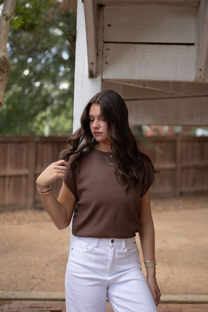 Mockneck Knit Top (brown)