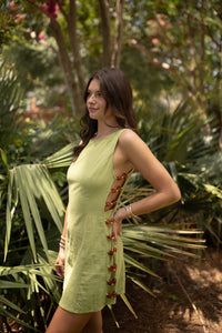 Exuma Linen Bead Dress (avocado)