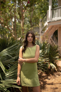 Exuma Linen Bead Dress (avocado)