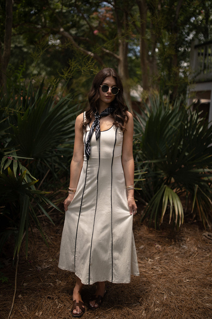 Contrast Piping Dress