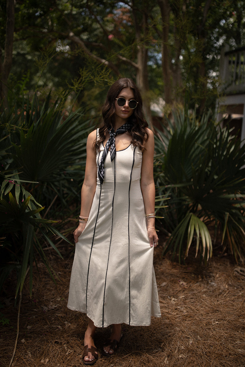 Contrast Piping Dress