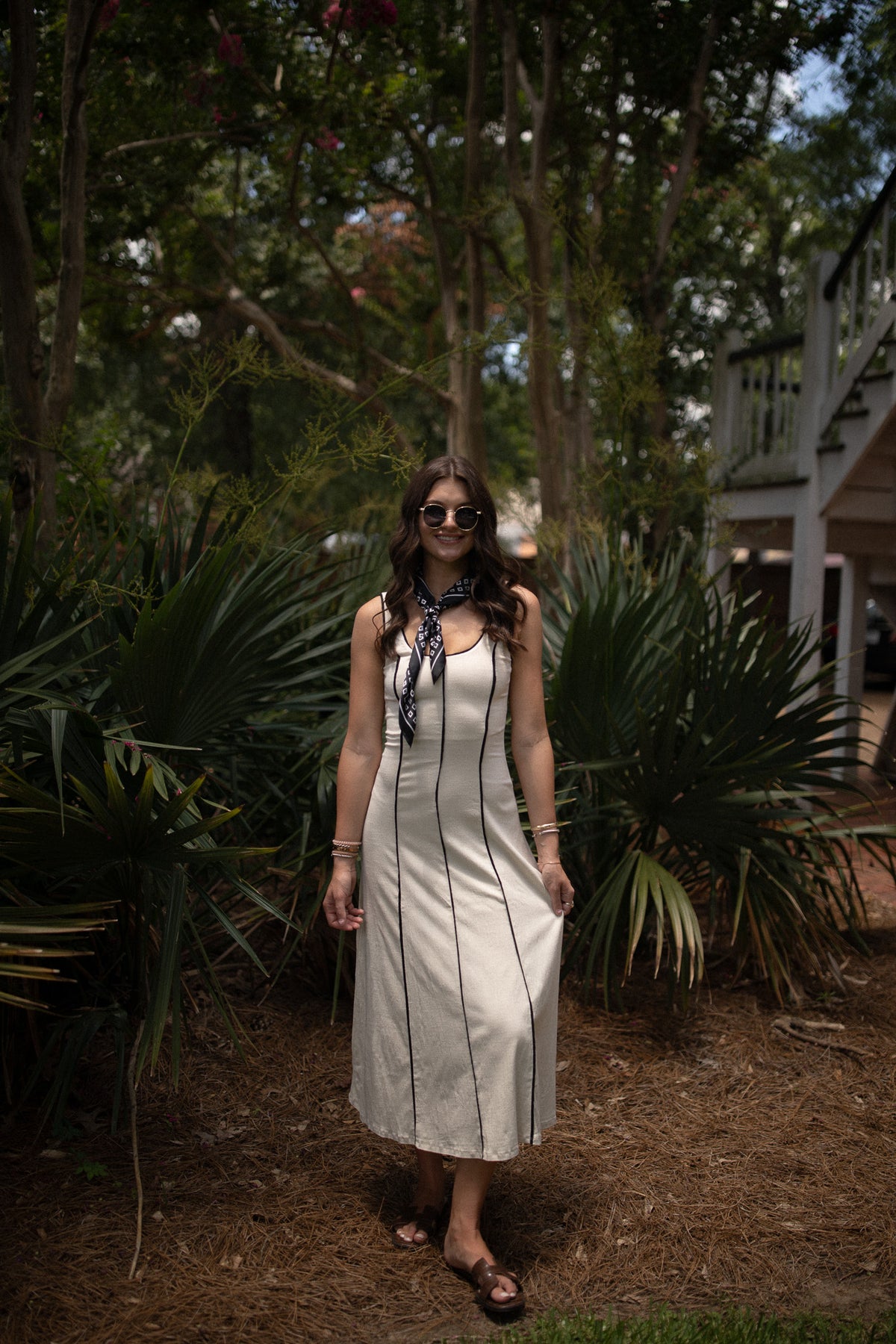 Contrast Piping Dress