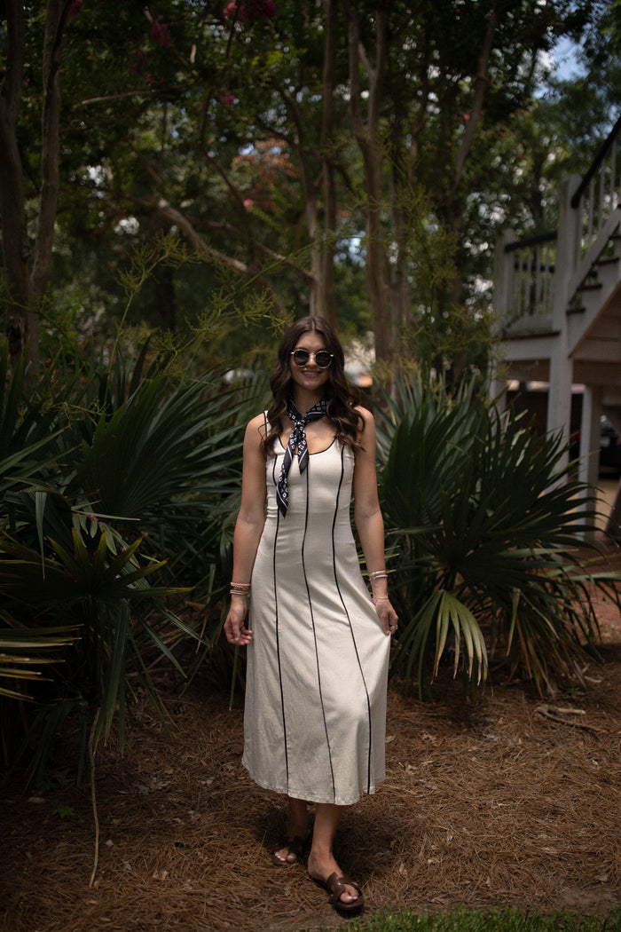 Contrast Piping Dress