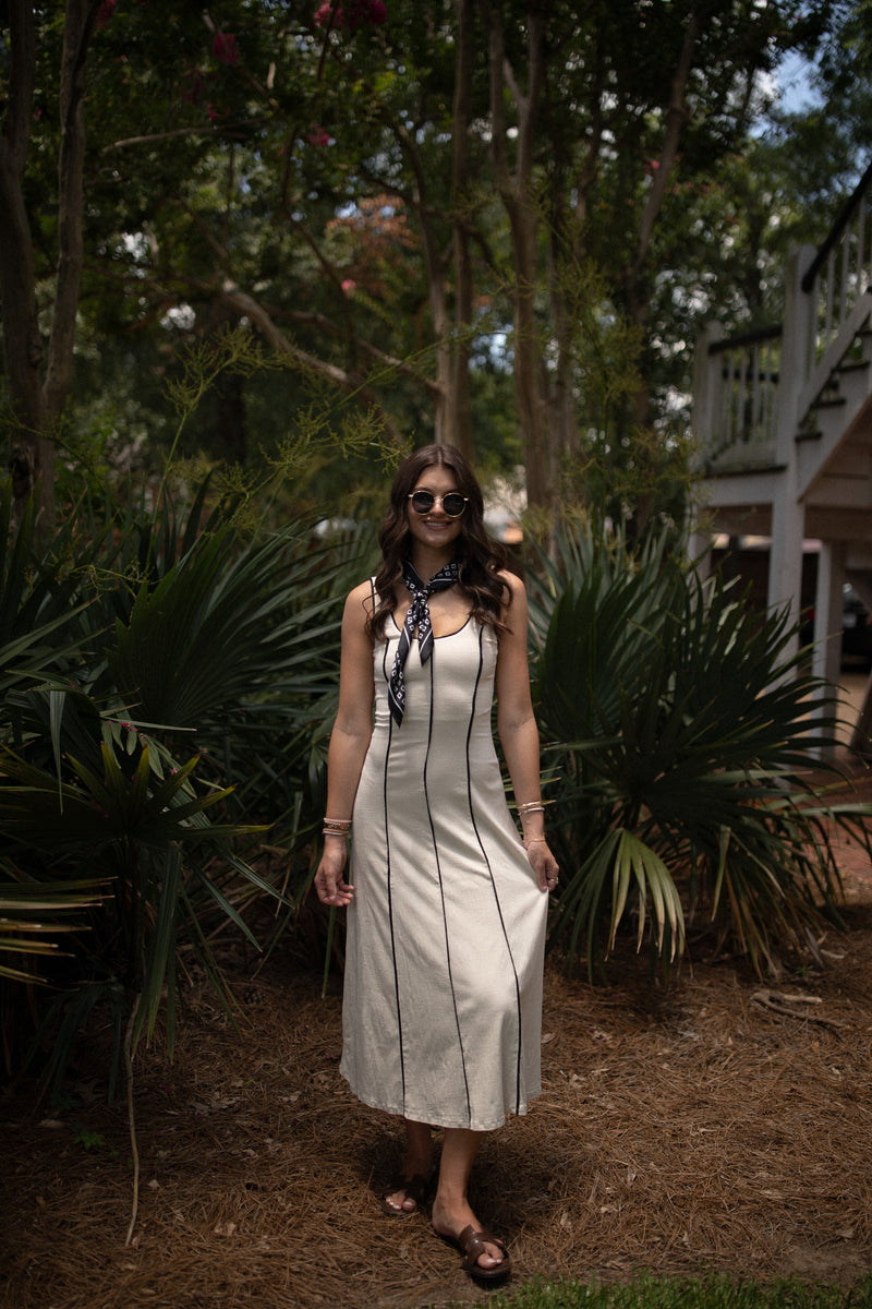Contrast Piping Dress