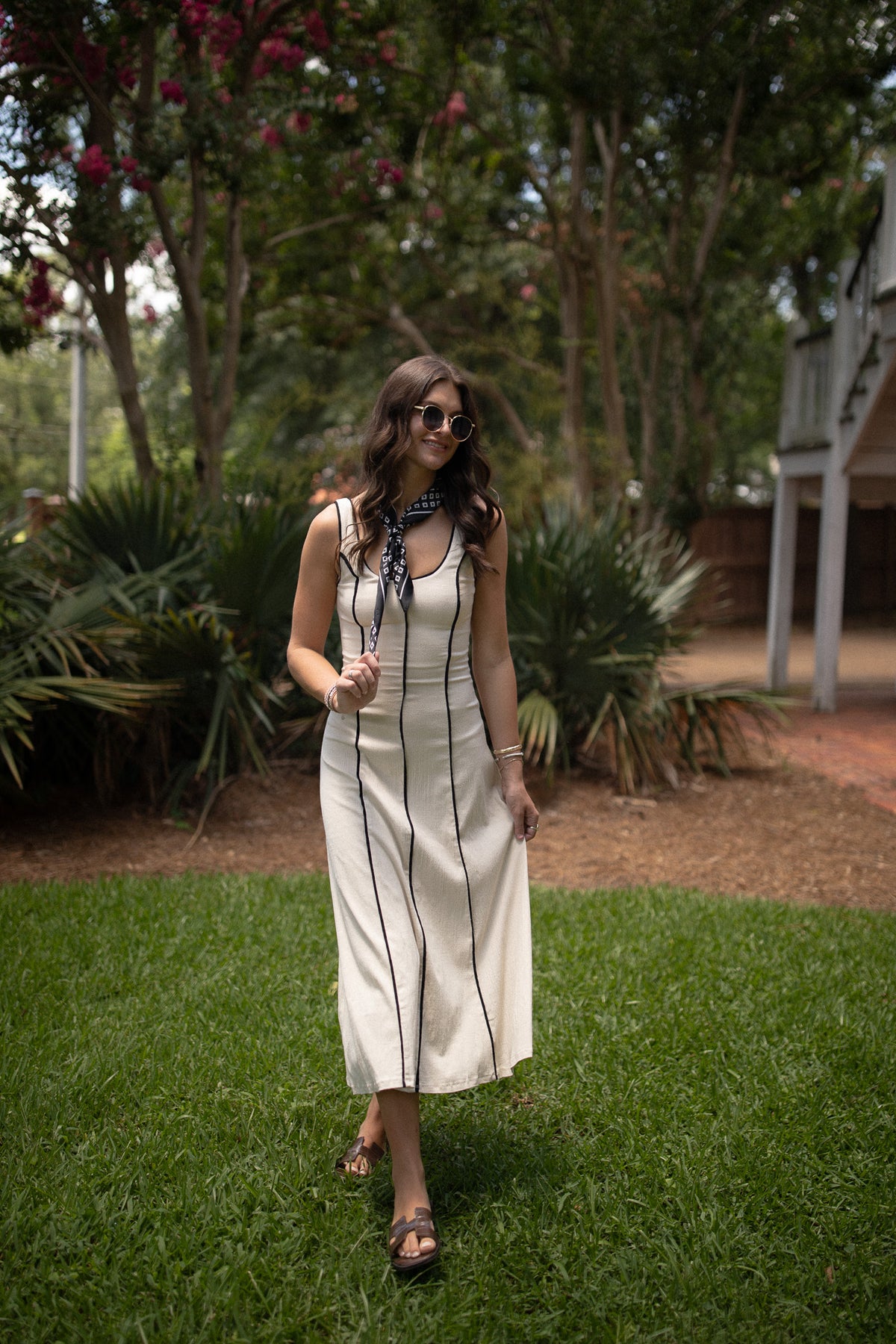 Contrast Piping Dress