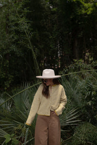 The Piper Cardigan (dijon mini stripe)