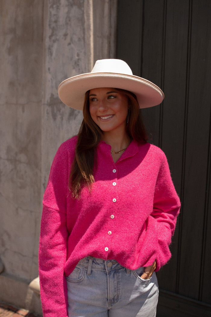 The Piper Cardigan (fuschia)