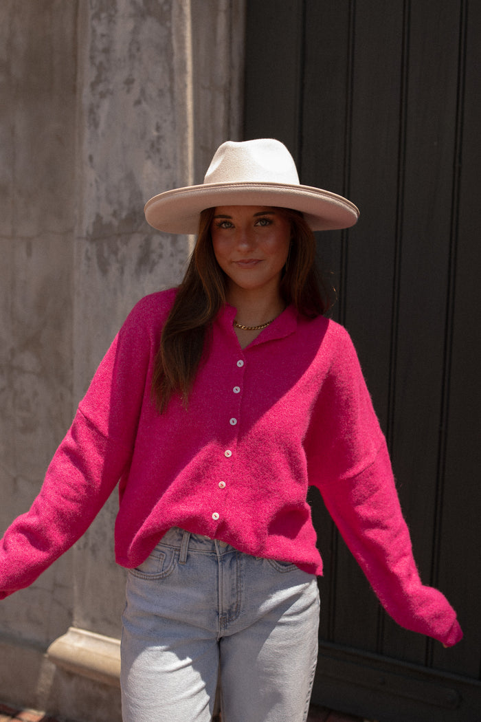 The Piper Cardigan (fuschia)