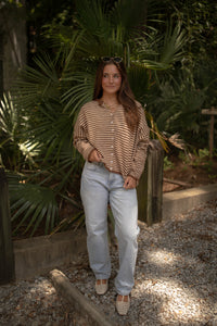 The Piper Cardigan (brown multi stripe)