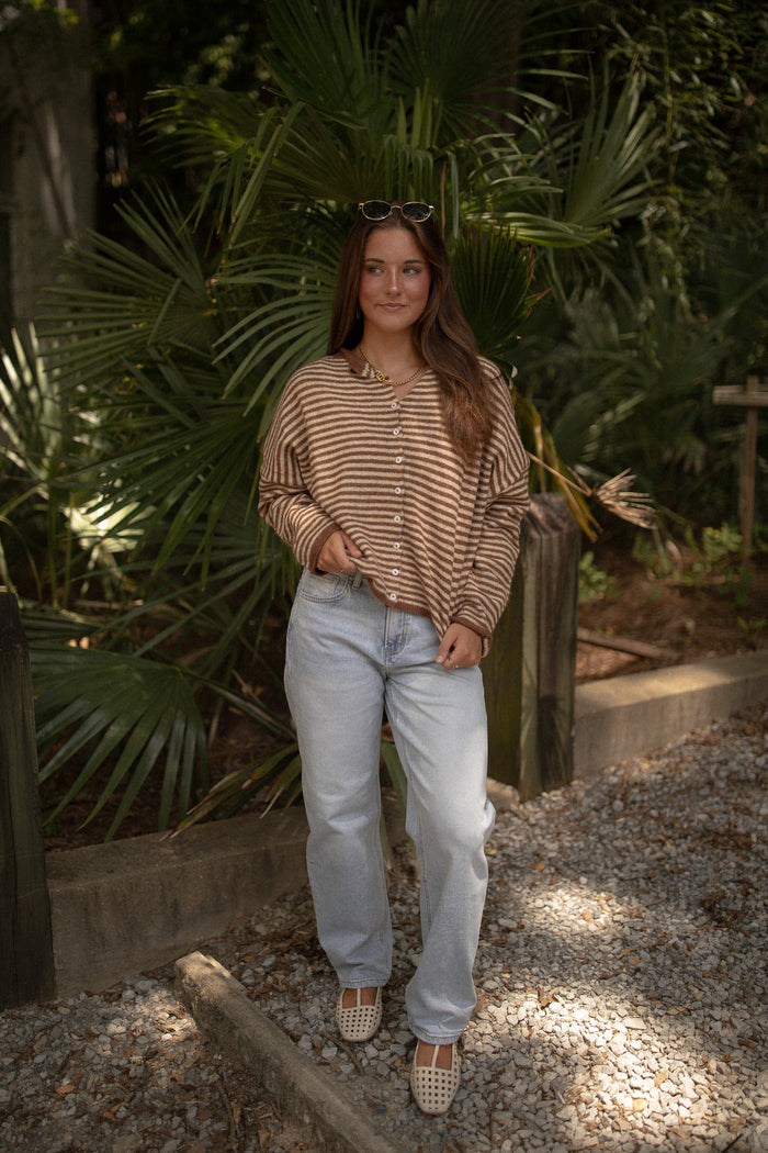 The Piper Cardigan (brown multi stripe)