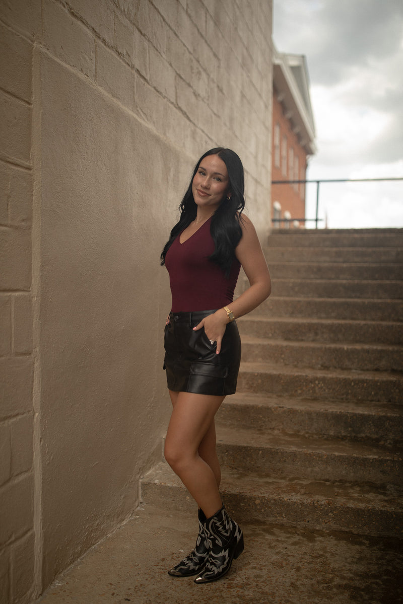 Deep V-Neck Tank (maroon)