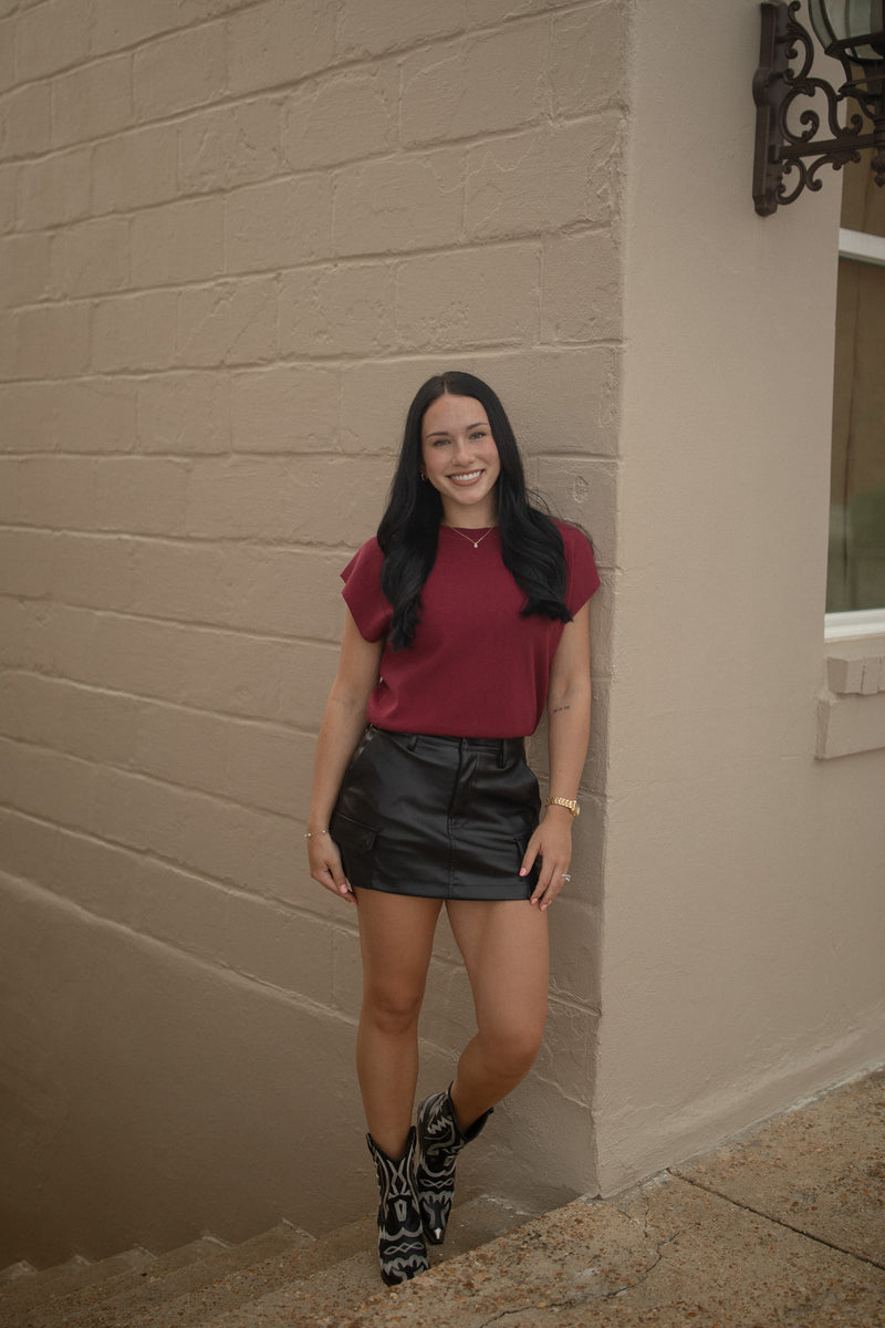 Black Vegan Mini Skirt
