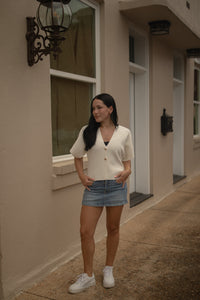 Metal Button Gameday Cardigan (ivory)