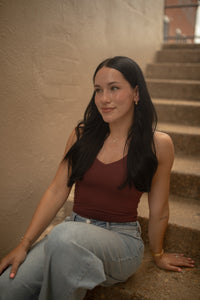 Double Layered Crop Top (maroon)