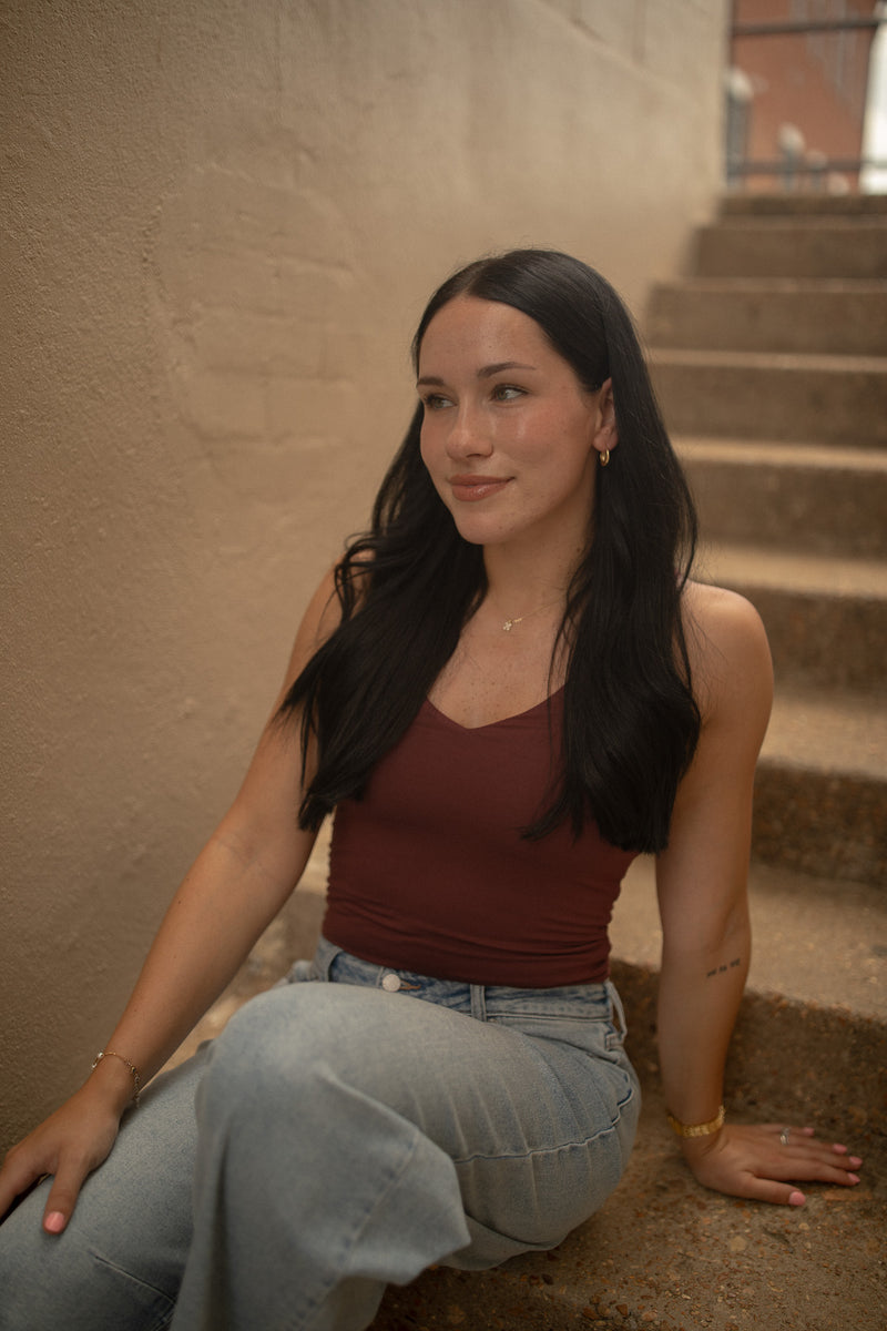 Double Layered Crop Top (maroon)