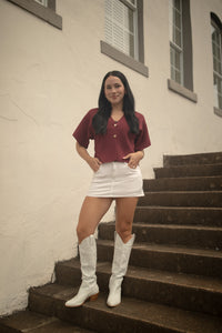 Metal Button Gameday Cardigan (burgundy)
