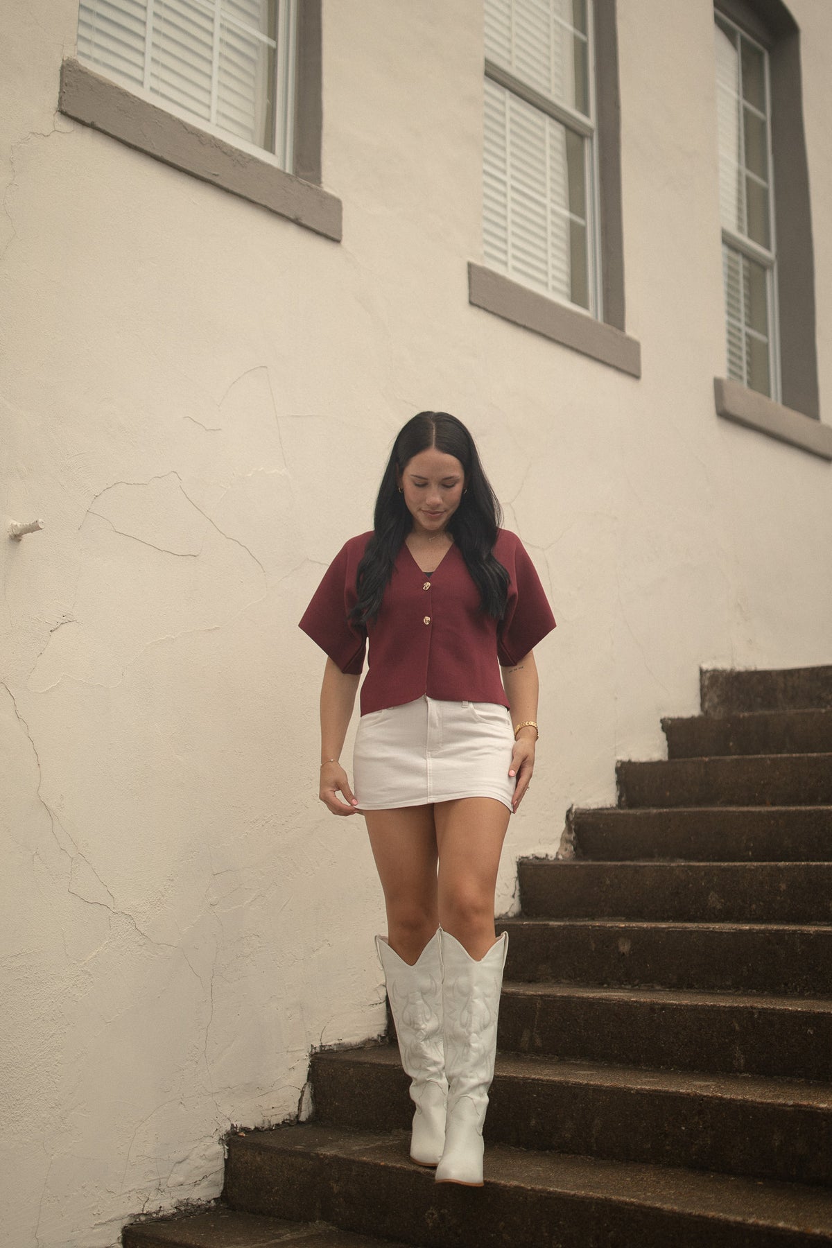 Metal Button Gameday Cardigan (burgundy)