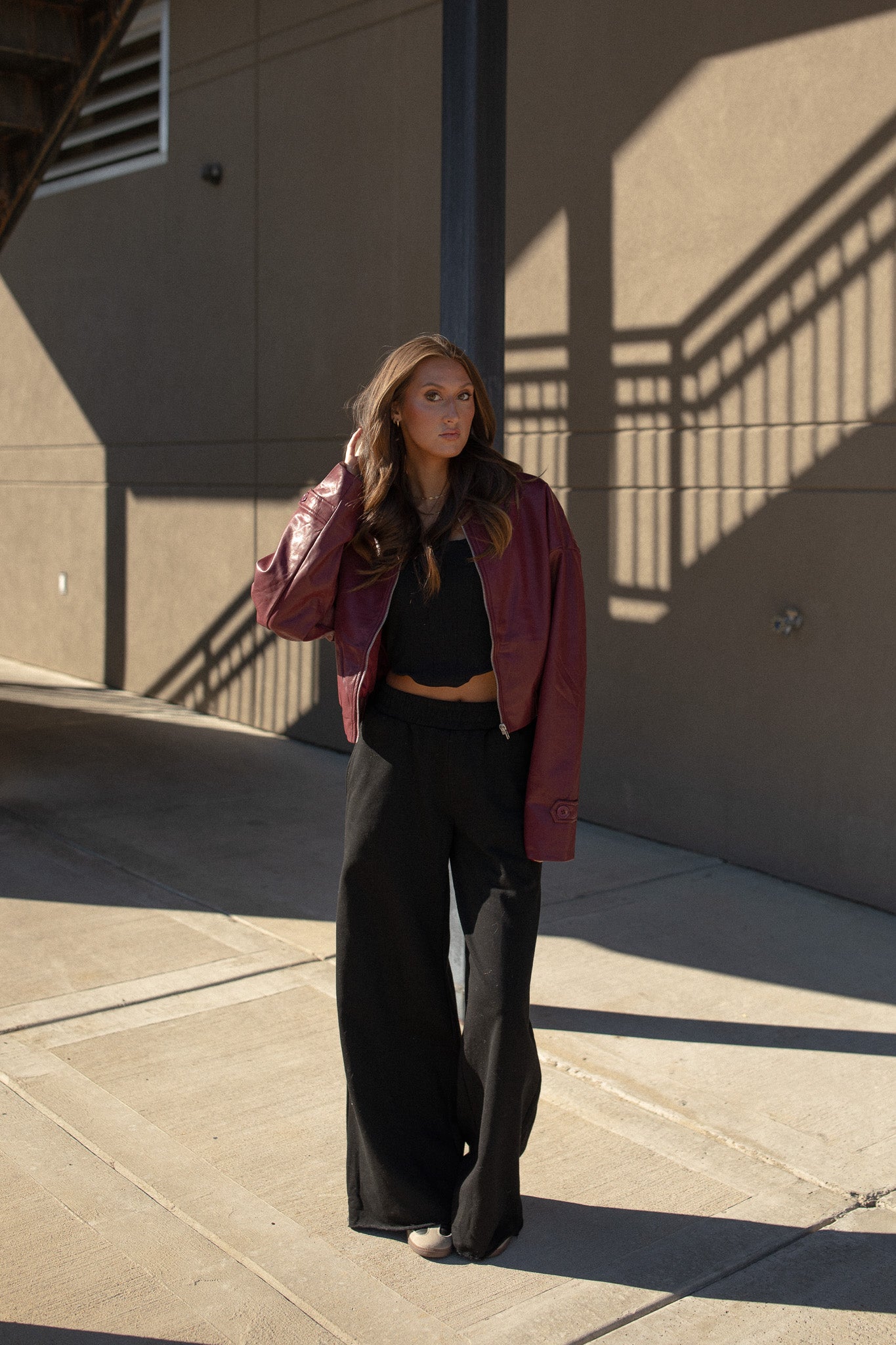 Annie Pleather Jacket (burgundy)