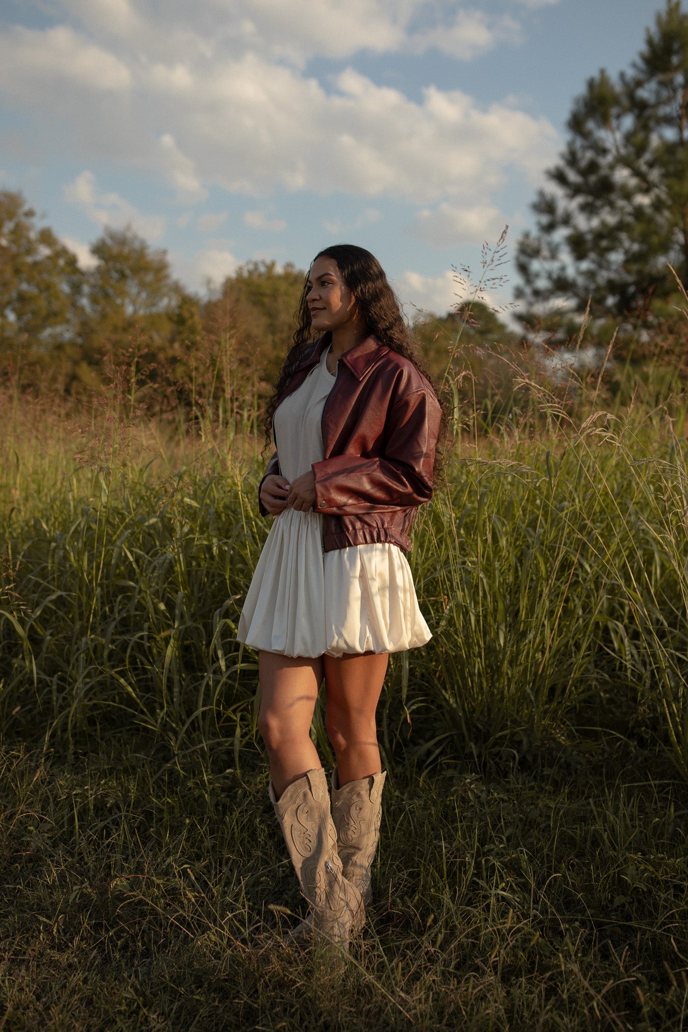 Burgundy Oversized Bomber Jacket