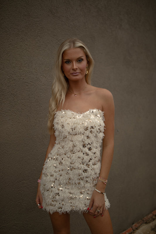 Cream Sequin Dress