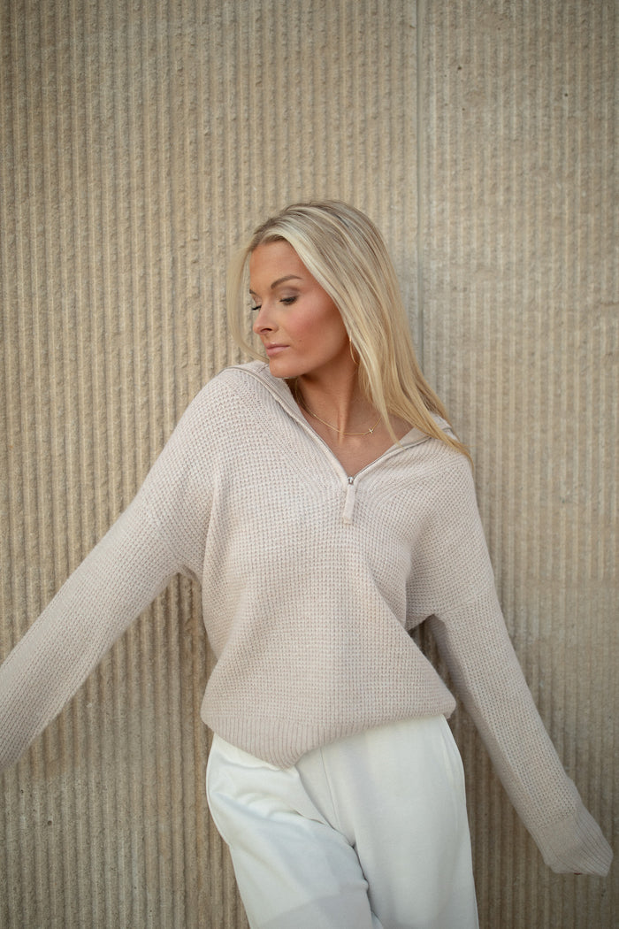 Porter Half Zip Sweater (heather beige)