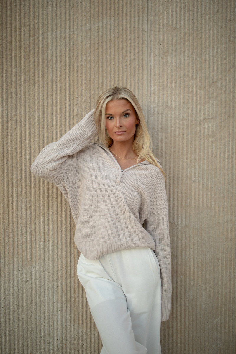 Porter Half Zip Sweater (heather beige)