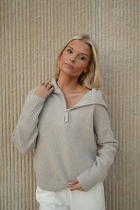 Porter Half Zip Sweater (heather mocha)