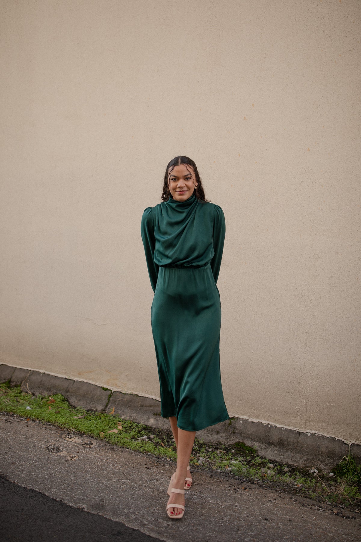 Emerald Satin Dress