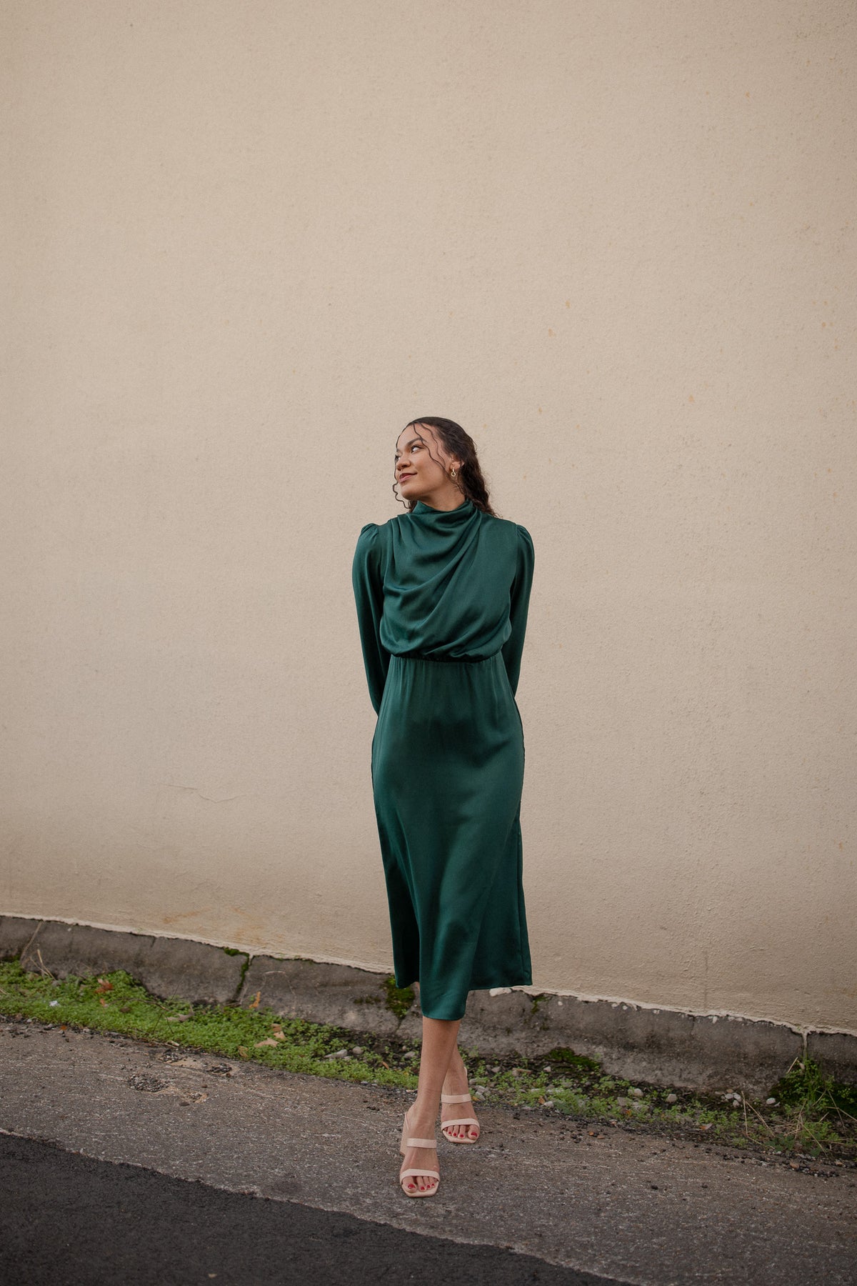 Emerald Satin Dress