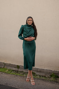 Emerald Satin Dress