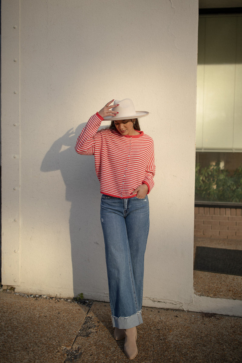 BEST SELLER The Piper Cardigan (red striped)