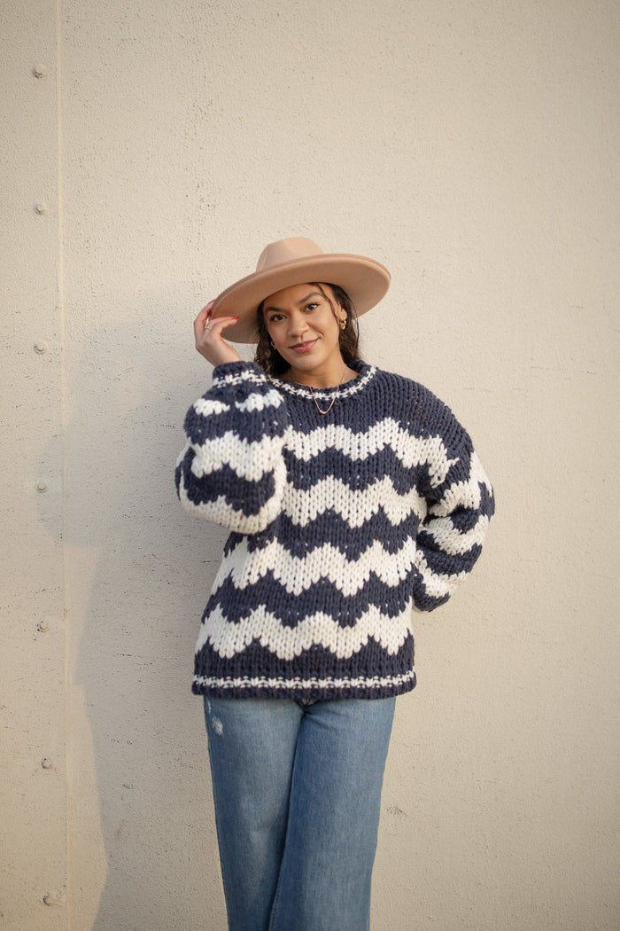 SALE Navy Patterned Sweater