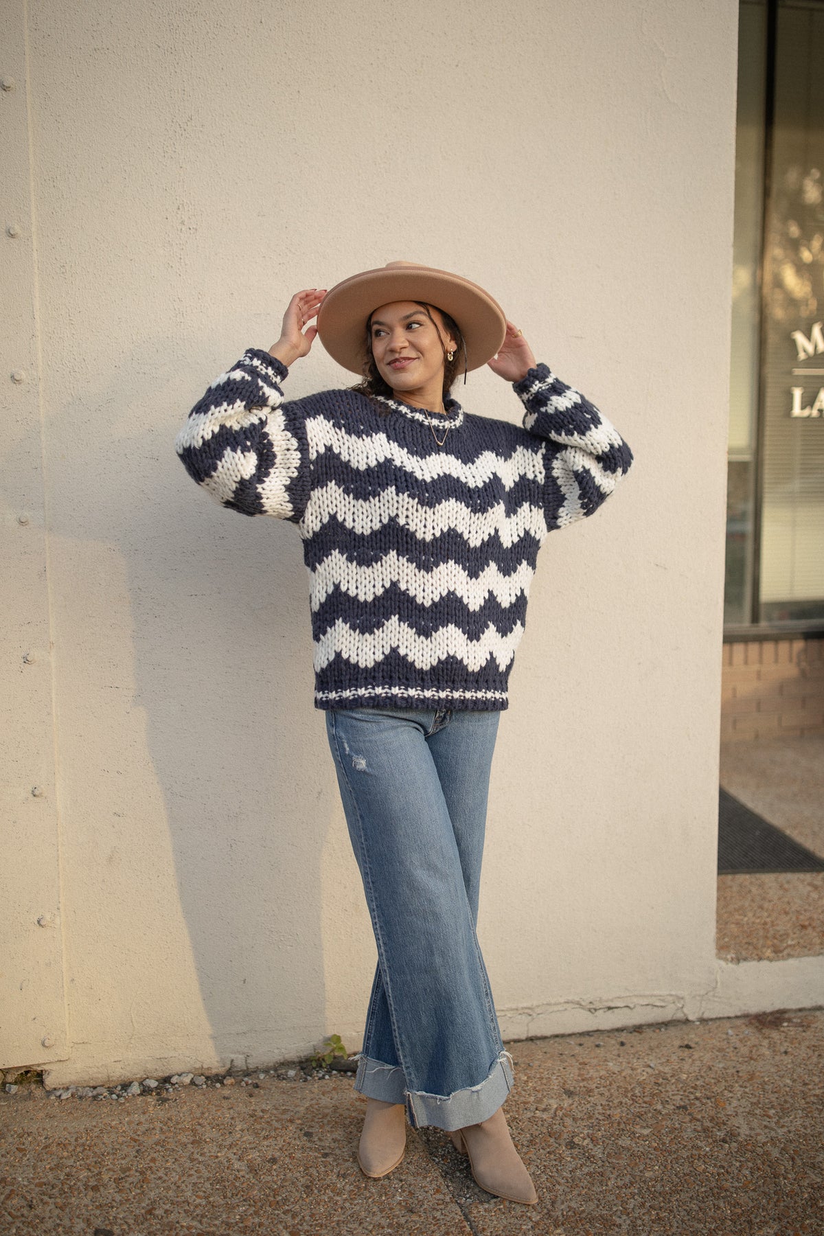 SALE Navy Patterned Sweater