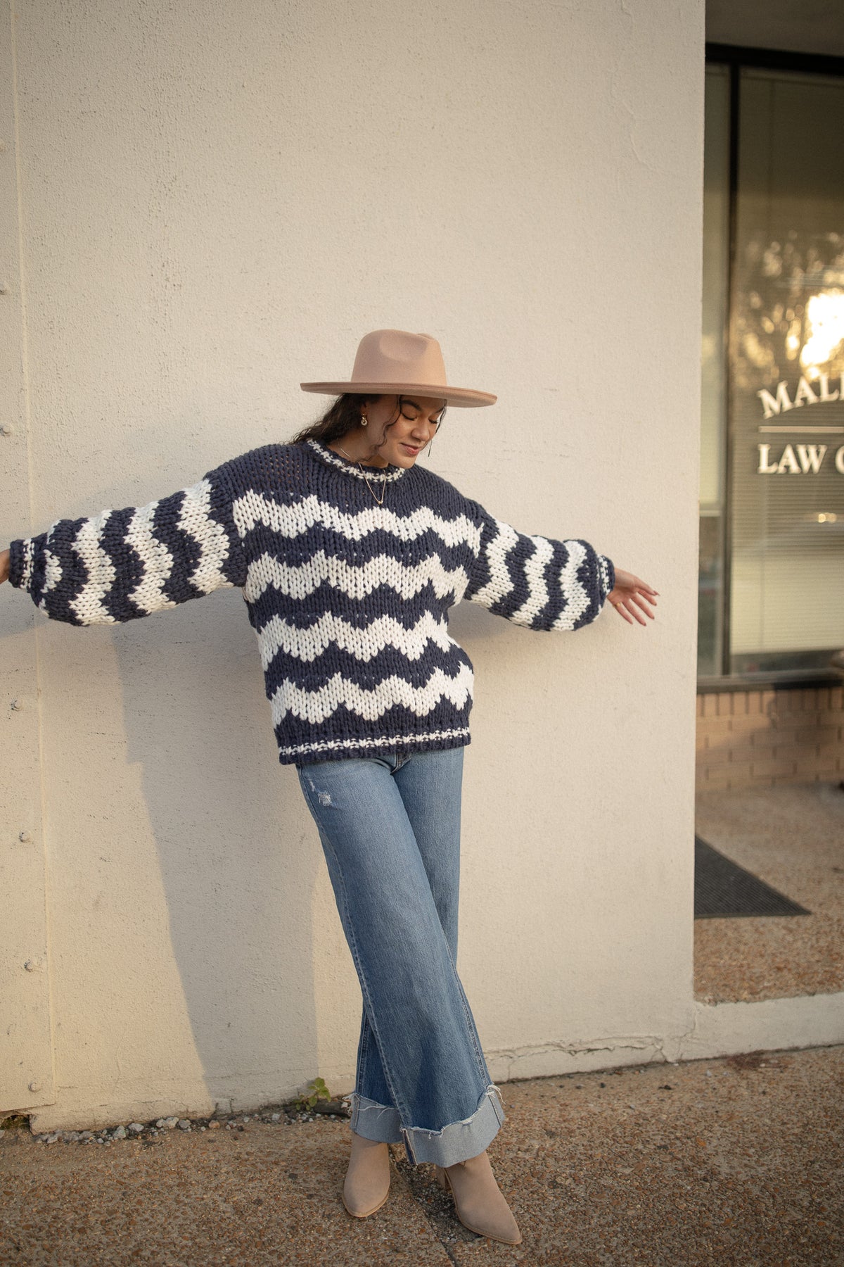 SALE Navy Patterned Sweater