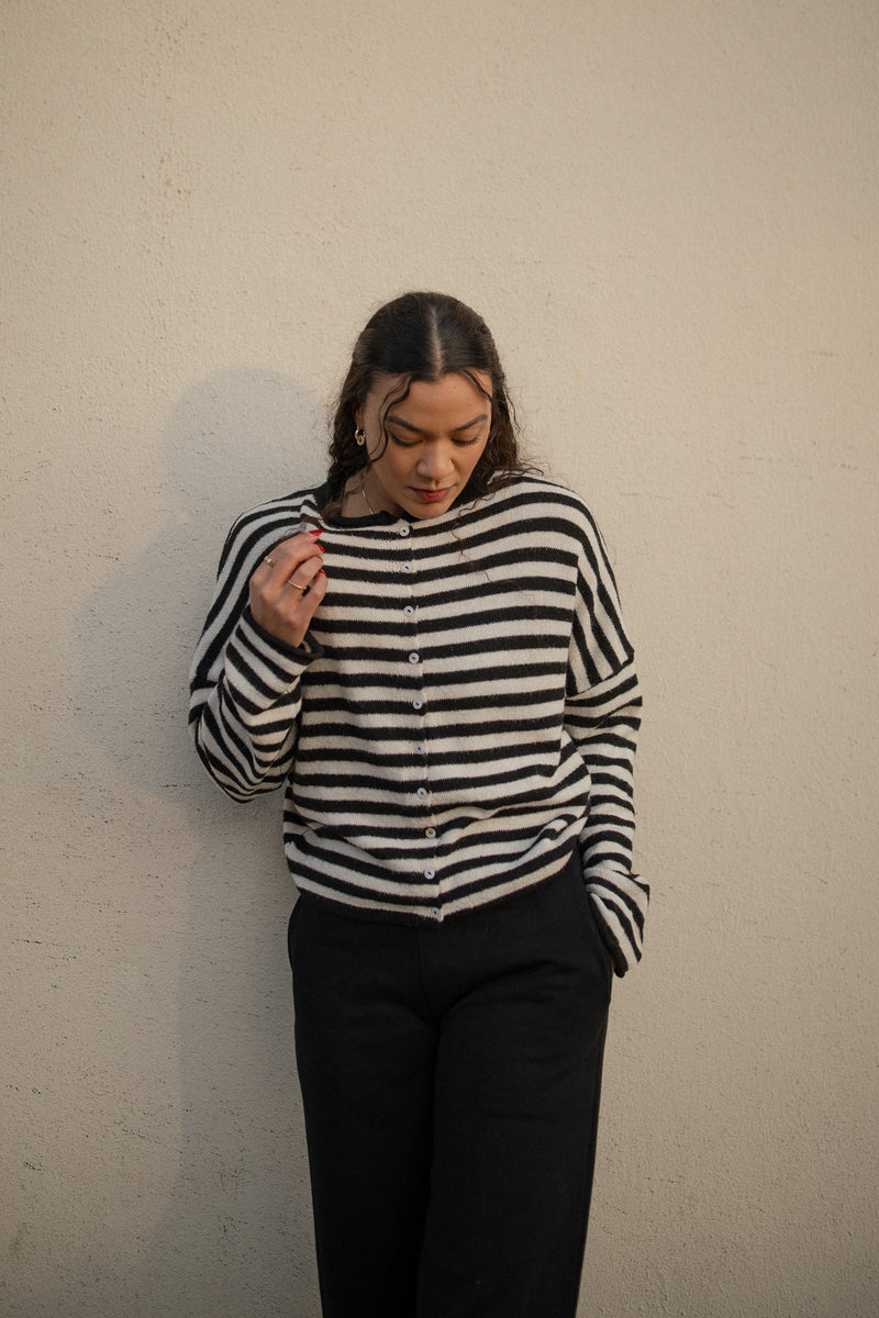 BEST SELLER The Piper Cardigan (black striped)