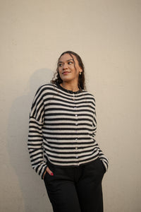 BEST SELLER The Piper Cardigan (black striped)