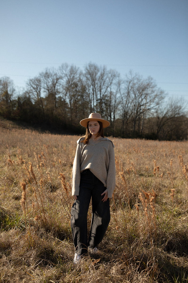 SALE Aspen Collared Sweater (taupe)