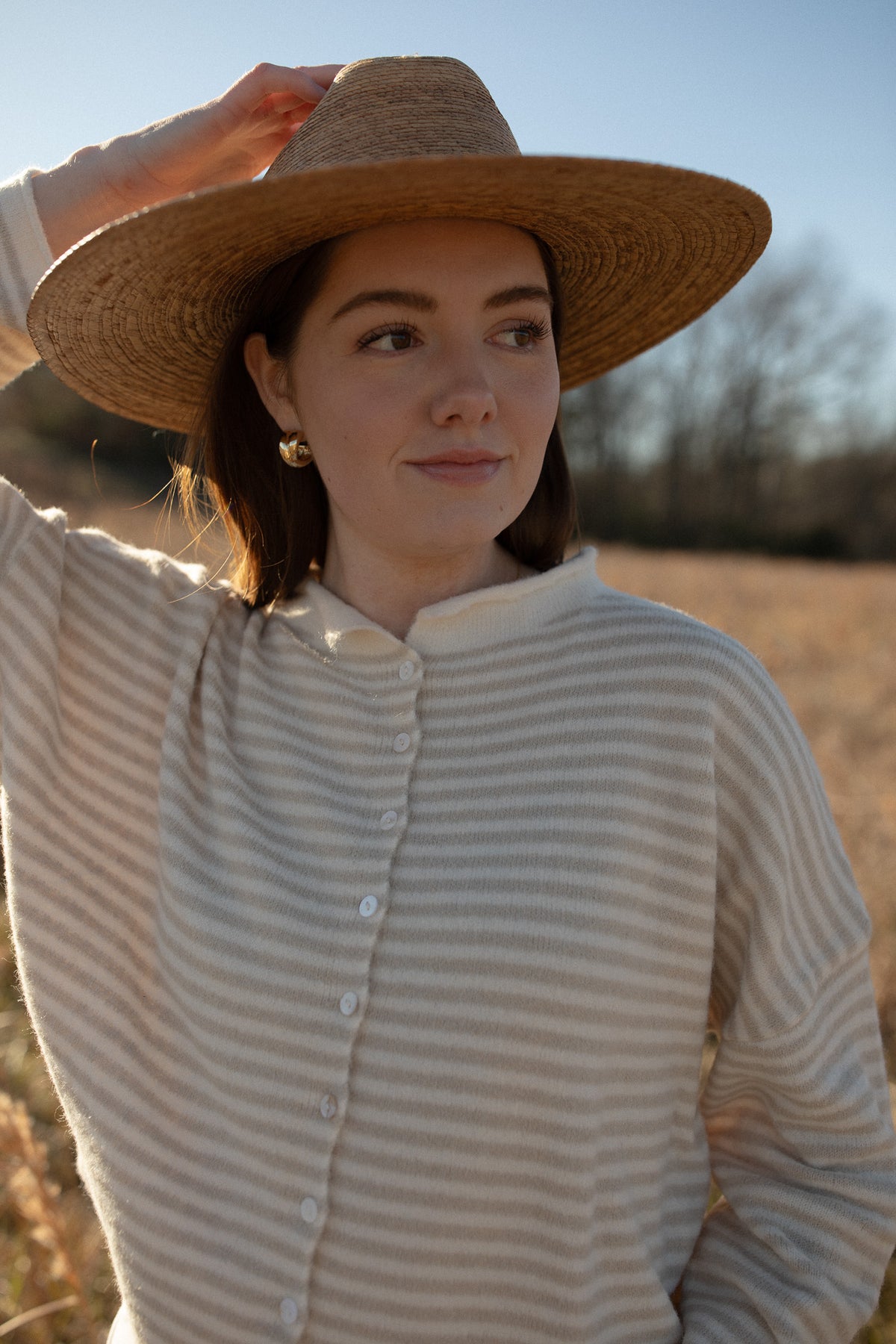 The Piper Cardigan (cream stripe)