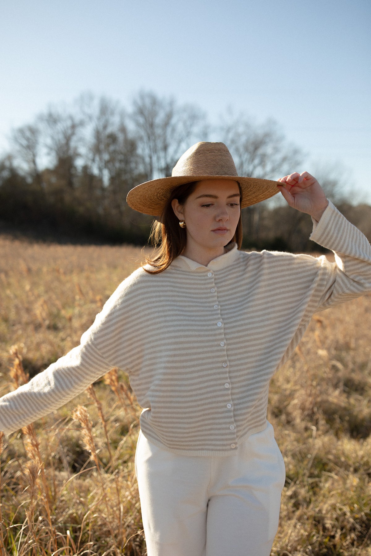 The Piper Cardigan (cream stripe)