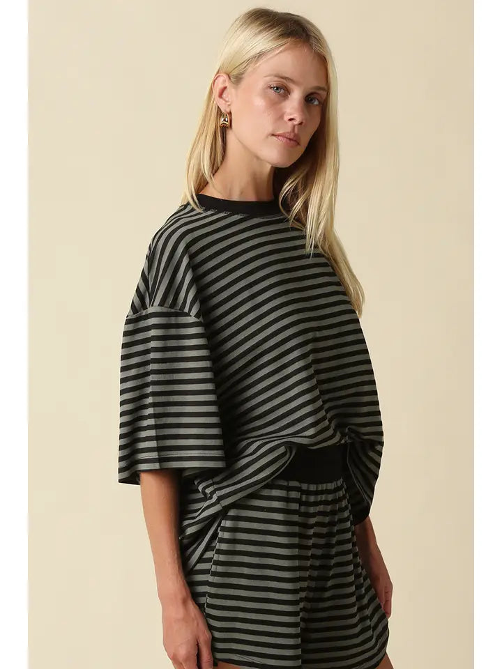 Reese Striped Short Sleeve Top