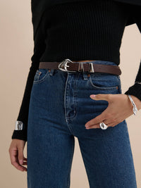 Pebble Dome Buckle Belt in Brown - GEORGE-MARY'S