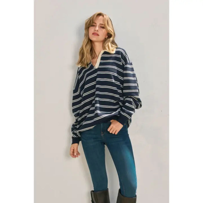 Navy Striped Rugby Shirt