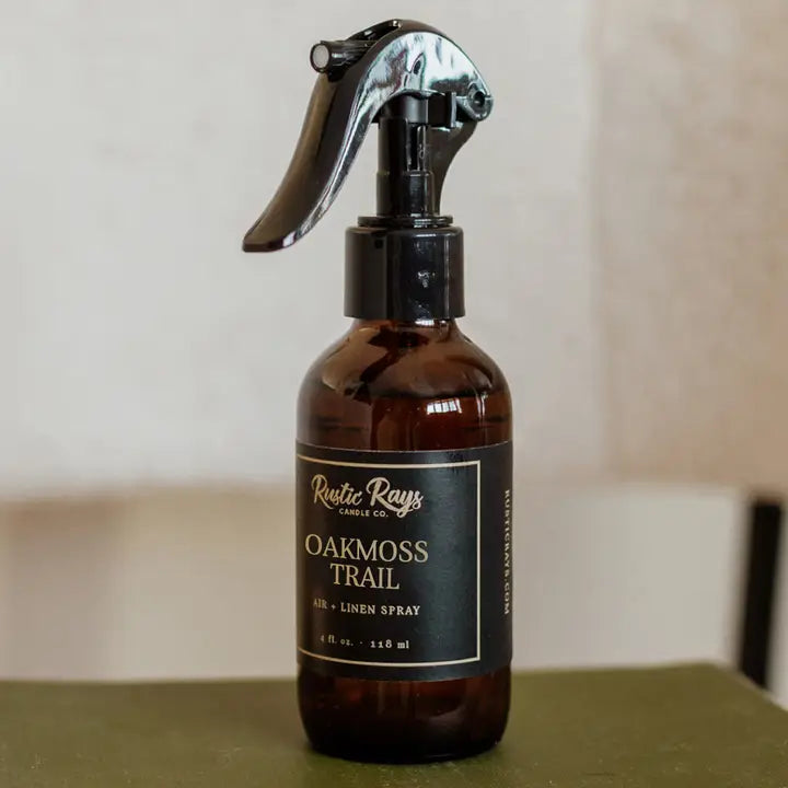 Oakmoss Trail Room Linen Spray - Amber Bottle - 4 oz